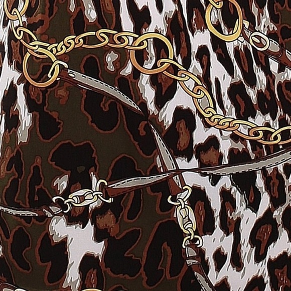 Vintage Cache Brown and Black Leopard Print Chain Faux Wrap Skirt Size 0 XXS XS - Picture 3 of 5